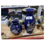 PR of Blue Oriental Painted Vases