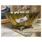 Heavy Solid Brass Lions Food Fluted Bowl