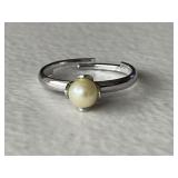 Signed Sterling Pearl Ring