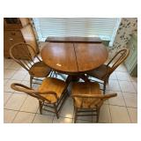 Antique Round Oak Table with 4 Chairs