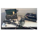 Fishing Poles-Tackle box-Net