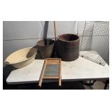 Vintage Wash Board-Bucket- Pail