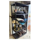 Tarps, Shelving Unit & Galvanized Sprinkler can