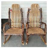 Moder Folk Art Style Bent Wood Rocking Chairs