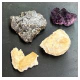 Purple Fluorite, Chalcopyrite, Geode & Dolomite Specimen