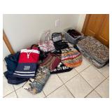 Assorted bags, luggage, and scarves