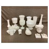 Assorted milk glass