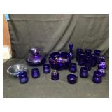 Assorted blue glass