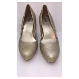 Fiona Shimmering Gold Shoes 4 inch Heel Size 6 1/2