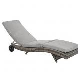 Outsunny Wicker Chaise Lounge Pool Chair, Outdoor