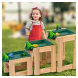 TUKELER Outdoor Wooden Water Table and Plant Stand