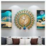 EURSON Luxury Large Peacock Wall Clock 23.7 inch N