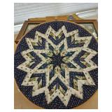 Quilt pattern in round needlepoint ring