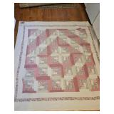 Quilt- white w/ floral border. 79"x78"