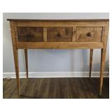 Farmhouse style tall wooden 3 drawer table. 44"H,