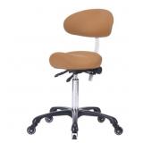 Ergonomic Rolling Saddle Stool with Back Support P