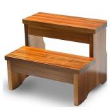 Wooden Two Step Stool - Heavy Duty 2 Step Stool fo