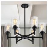 LIGHTDAMY Farmhouse Chandelier with Cylinder Clear