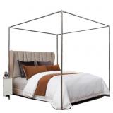 VELSKUD Canopy Bed Frame King, Stainless Steel Fou