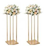 Bigsee 2pcs Gold Wedding Centerpieces Column Vases