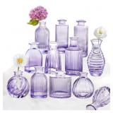 Glass Bud Vases Set of 12, Small Purple Vase Glass