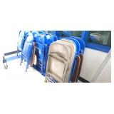 16 Blue Painted Folding Desks w/ Padded Seats