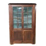 Antique Primitive Walnut Corner Cupboard