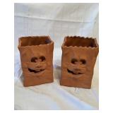 Terra-cotta Halloween face ornaments