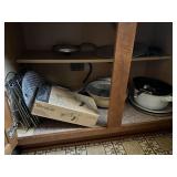 Pampered chef, pots & pans contents of cabinet-PIC