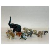 Elephants turtle cow mini glass and marble figures