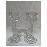 Clear glass bird candlestick holders