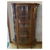 Oak Curved Glass China Cabinet w/ Griffin Heads