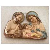 Mary Joseph baby Jesus chalk wall hanging does