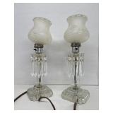 Pair of table lamps with crystals