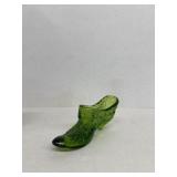 Olive green glass shoe