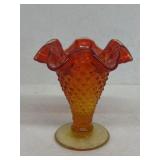 Fenton Amberina hobnail vase