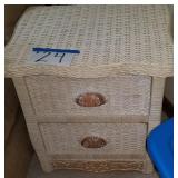 2 Drawer Wicker Nightstand