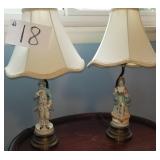 Pair Occupied Japan Figurine Lamps