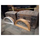 2 Humpback Steamer Trunks, 2 Arched Windows