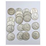 19 Franklin Half Dollars 1949 - 1963 Coins +