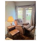 Recliner, End Table, 2 Lamps