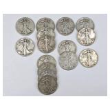 15 Walking Liberty Silver Half Dollars