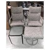 2 Swivel / Rocking Patio Chairs, Foot Stool