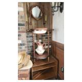 Antique Wash Basin w/ Mirror & Candle Holders