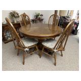 Oak Dining Table, 4 Dining Chairs