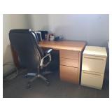 HON Desk, Rolling Chair, File Cabinet