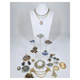 Vintage Rhinestone Jewelry: Brooches, Necklaces