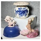 Doulton Burslem Planter, Mermaid, Blue Crock Bowl