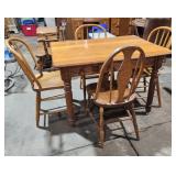 Vintage Wood Table and 4 Chairs