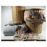 3 Large Wicker Baskets, Queen Bedspread, Curtains